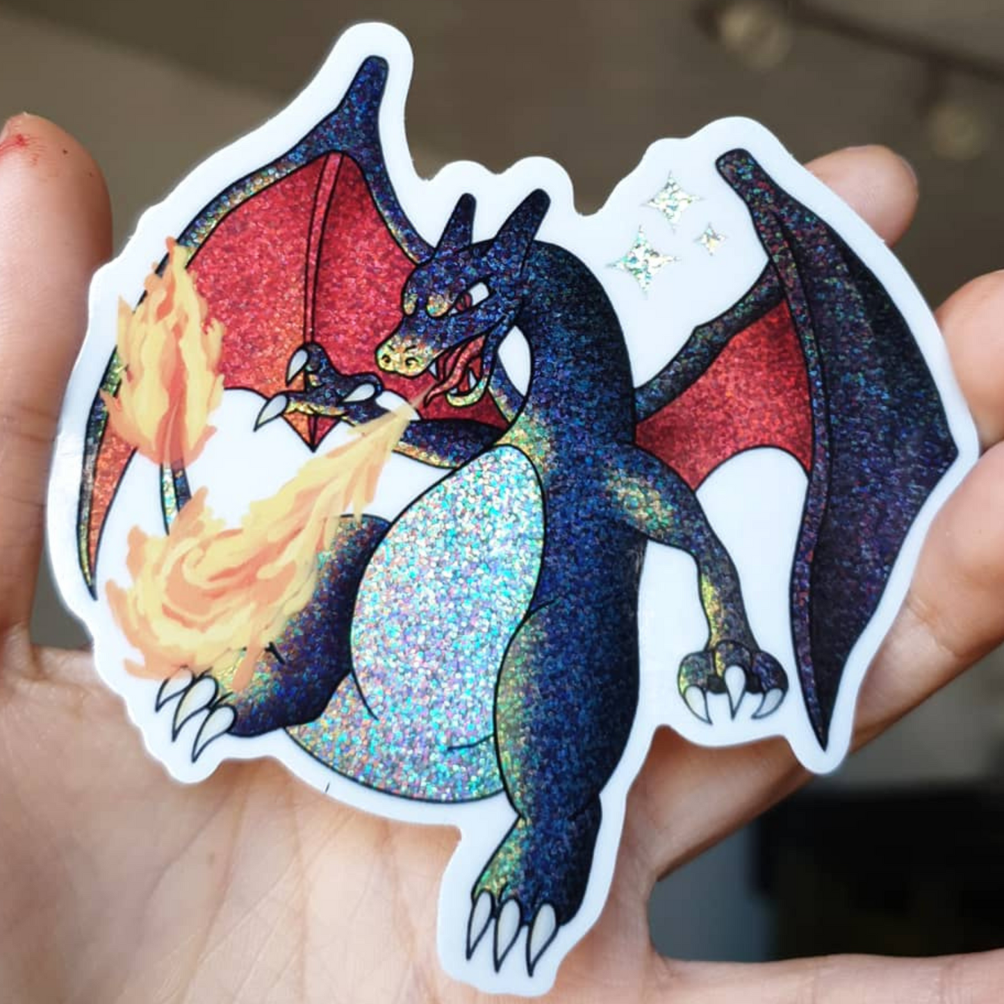 Premium Waterproof Shiny Charizard Holographic Sticker