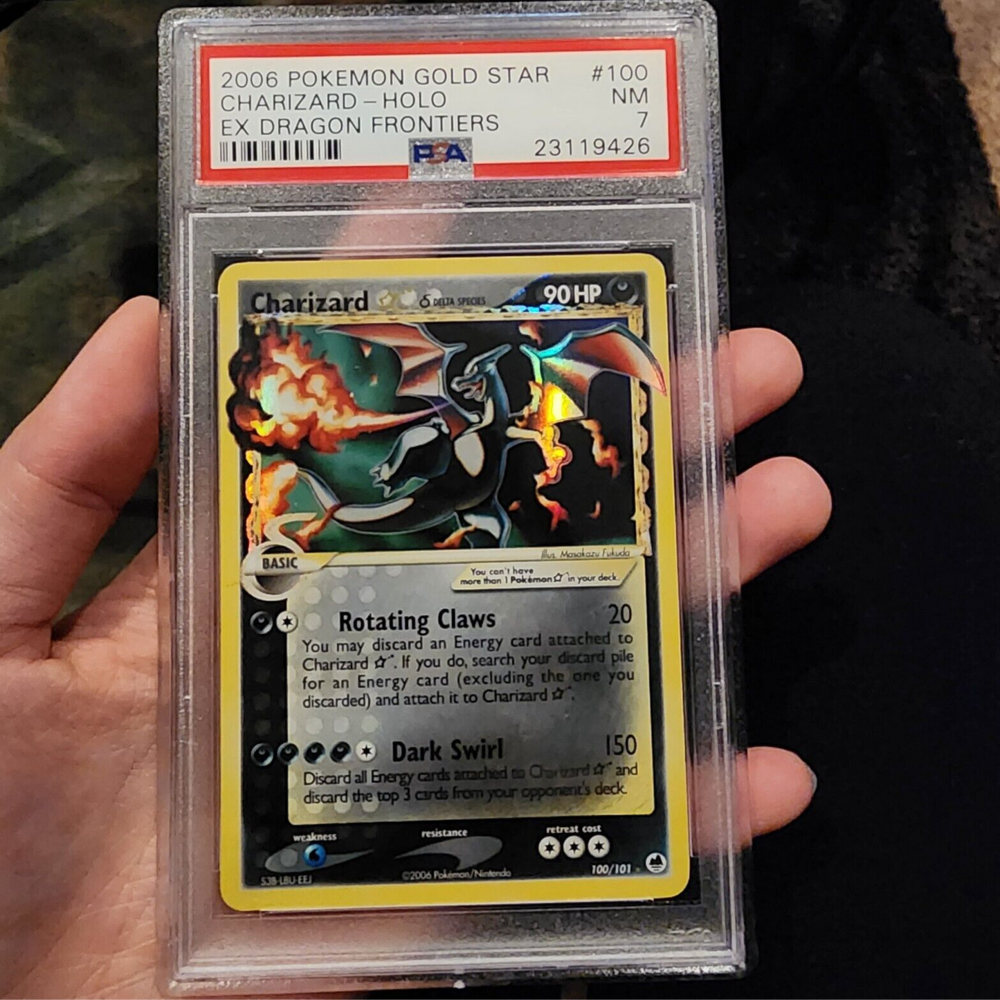 2006 Gold Star Charizard Holo Ex Dragons Frontiers PSA 7